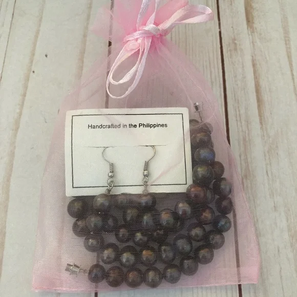 Freshwater Pearls Set Gray - Picture 3 of 4